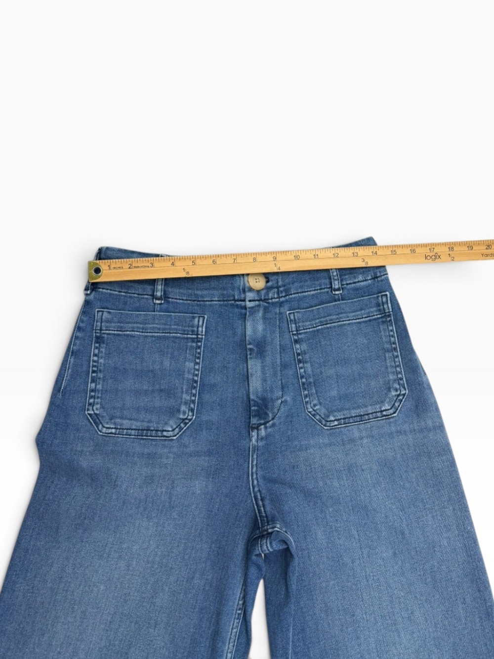 Maeve Anthropologie Colette Crop High Rise Wide Leg Jeans Medium Wash Size 29 - Picture 8 of 11